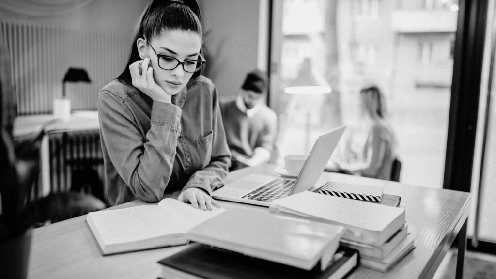 Law student studying for exams